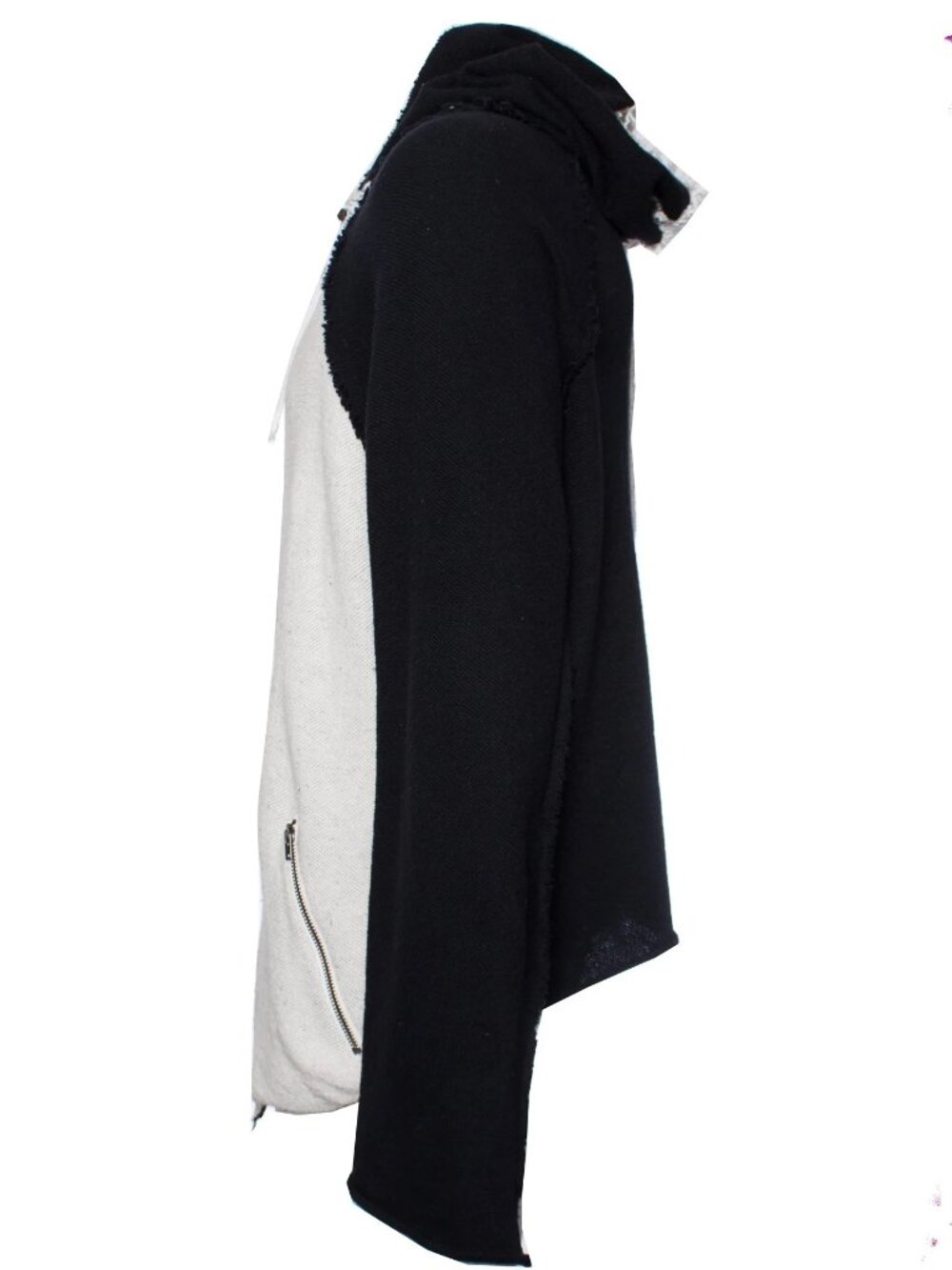L.G.B, Black and white asymmetric hooded cardigan | OS - Picture 4 of 10